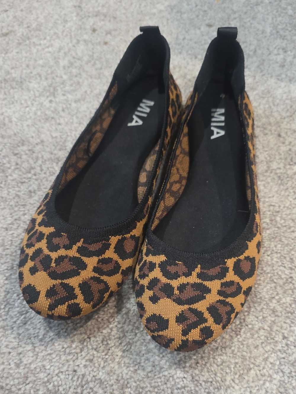 MIA Leopard Print Slip-On Ballet Flats in Brown and Black